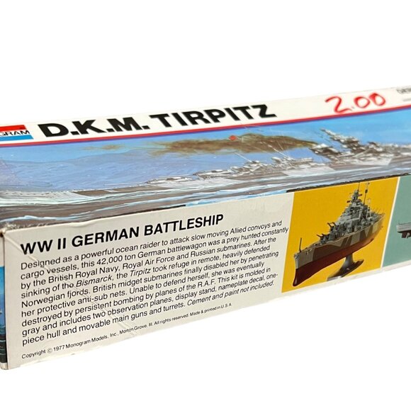 Monogram 1977 D.K.M. Tirpitz WWII German Battleship Model Kit 3009 - Picture 2 of 4